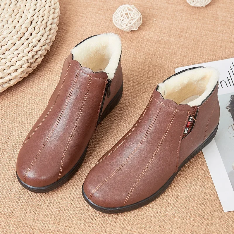 Winter Cotton Shoes for Woman Leather Snow Boots Plush Women Ankle Boots Ladies Waterproof Zip Up Boots Fur Women Booties
Winter Cotton Shoes for Woman Leather Snow Boots Plush Women Ankle Boots Ladies Waterproof Zip Up Boots Fur Women Booties