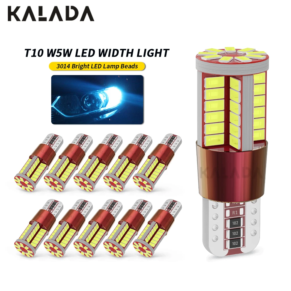 

10pcs T10 168 192 W5W 57 SMD 3014 LED Canbus No Error Car Marker Light Parking Lamp Motor Wedge Bulb 6000K White Red Yellow Blue