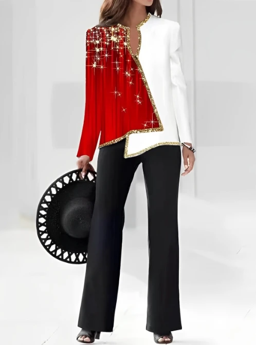 Women's 2023 New Hot Selling Casual Print V-Neck Asymmetric Fashion Shirt Pants Set In Stock
Women's 2023 New Hot Selling Casual Print V-Neck Asymmetric Fashion Shirt Pants Set In Stock