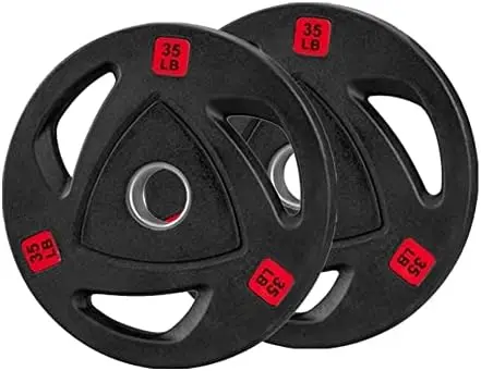 Weight Plates 2-Inch Rubber Coated Cast Iron Grip Plates Bumper Plates in Pairs or Single for Strength Training, Weightlifting
Weight Plates 2-Inch Rubber Coated Cast Iron Grip Plates Bumper Plates in Pairs or Single for Strength Training, Weightlifting