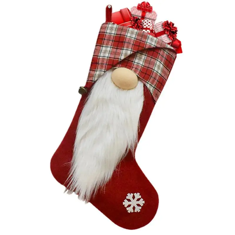 

Gnome Stocking Bags Santa Gift Stockings Portable Fireplace Hang Stockings Socks Decoration For Christmas Gift