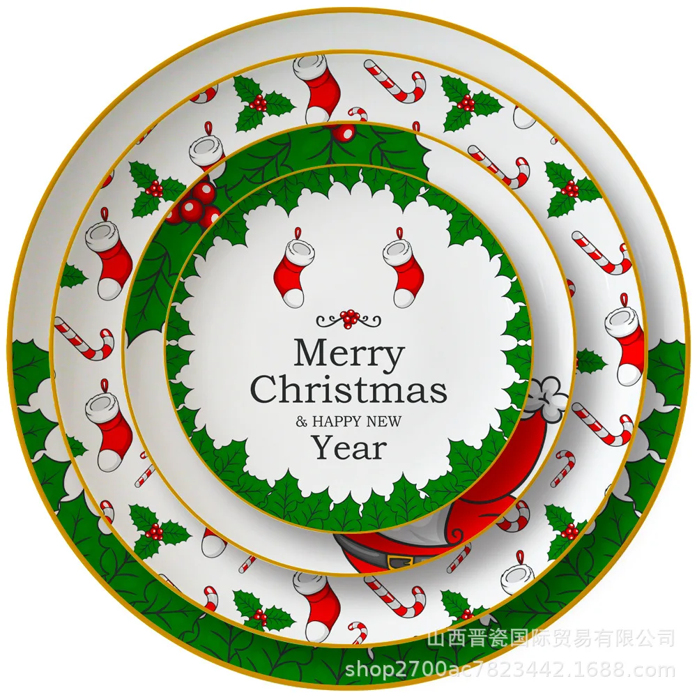 Christmas New Year Theme bone china tableware Santa Claus steak dessert pasta Phnom Penh plate cake plate dessert rack 
Christmas New Year Theme bone china tableware Santa Claus steak dessert pasta Phnom Penh plate cake plate dessert rack
