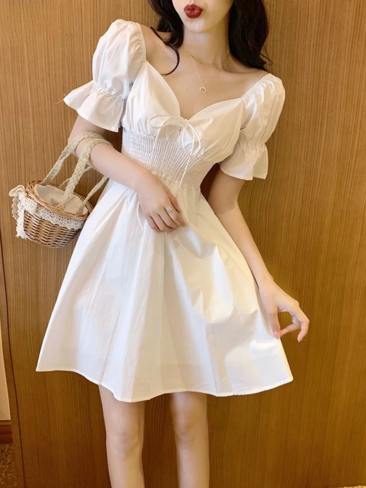 Short Sleeve Dress Women Summer Solid White Simple Puff-sleeve Mini Sundress Holiday All-match Cute A-line Girls Fashion
Short Sleeve Dress Women Summer Solid White Simple Puff-sleeve Mini Sundress Holiday All-match Cute A-line Girls Fashion