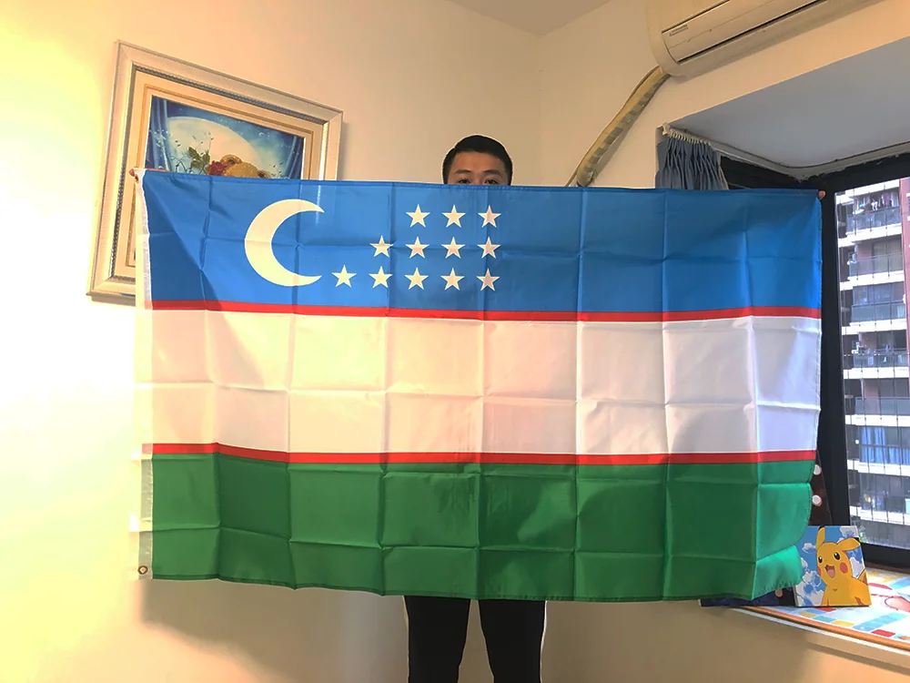 

SKY FLAG Uzbekistan Flag 3X5 FT high quality Hanging Polyester Republic of UZ National Flags 90x150cm banner for decoration
