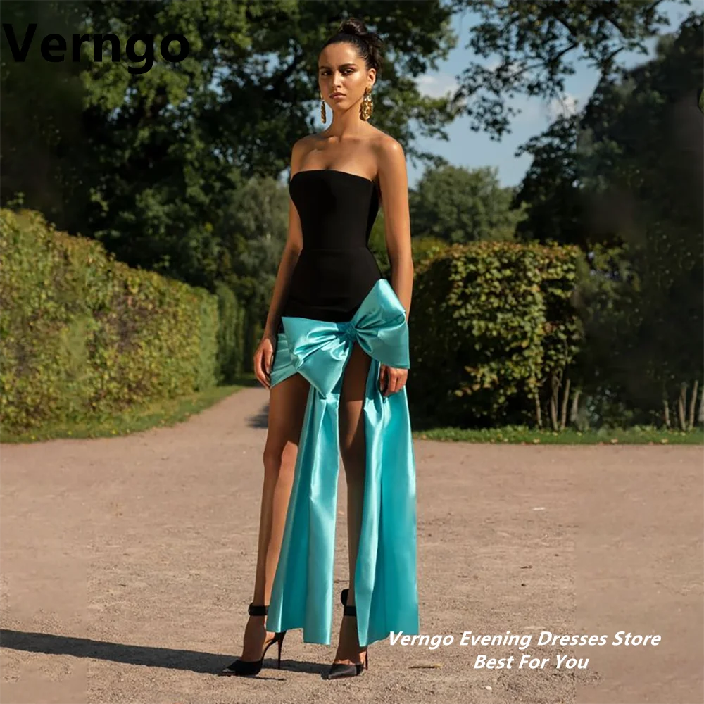 Verngo Strapless Sleeveless Contrast Color Bow Mini Party Dress Zipper Dress For Prom Simple Wedding Party Dress
Verngo Strapless Sleeveless Contrast Color Bow Mini Party Dress Zipper Dress For Prom Simple Wedding Party Dress