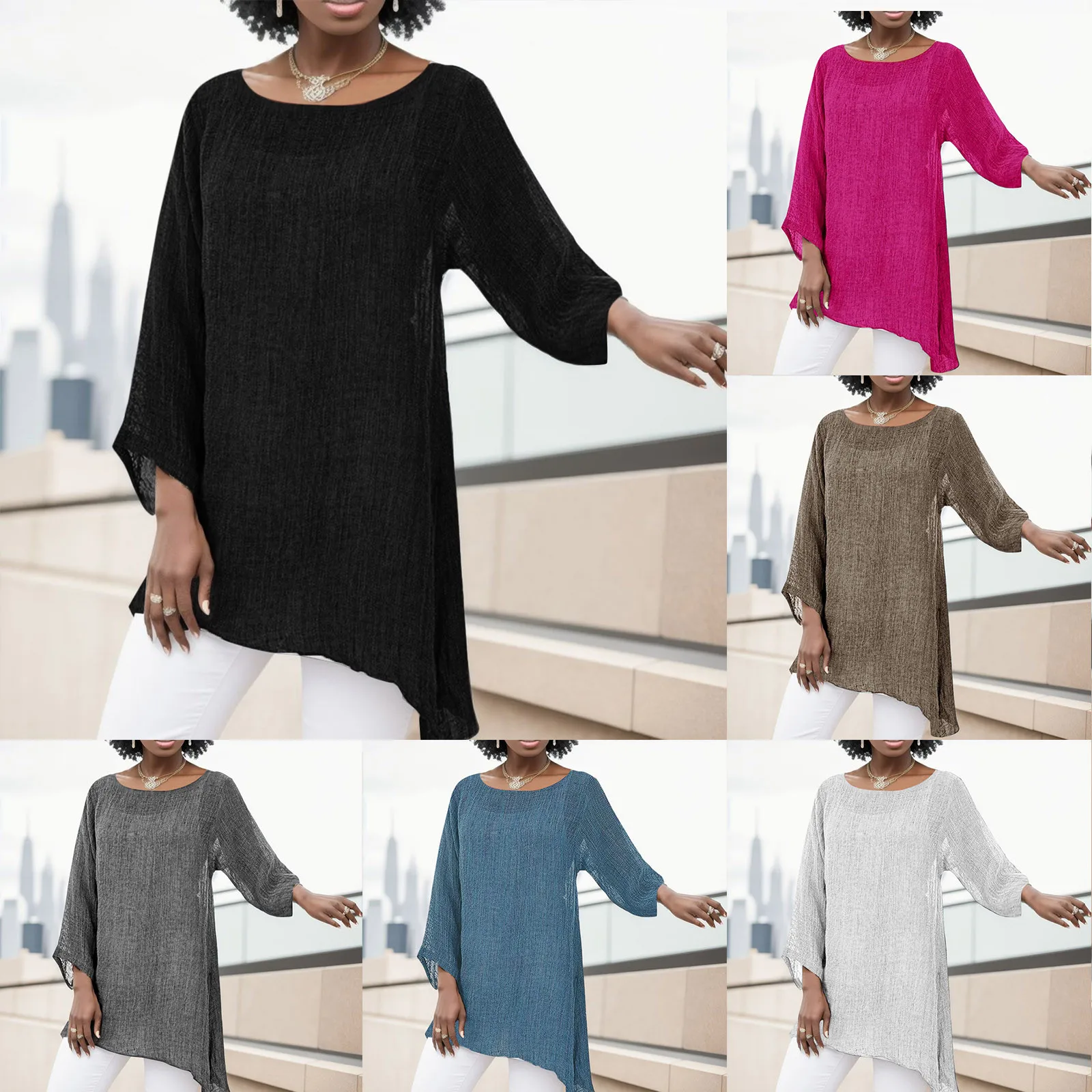 Women's Round Neck Long Sleeve Irregular Hem T Shirt Spring And Summer Solid Colour Cotton Linen Plus Size Loose Tops Blouse
Women's Round Neck Long Sleeve Irregular Hem T Shirt Spring And Summer Solid Colour Cotton Linen Plus Size Loose Tops Blouse