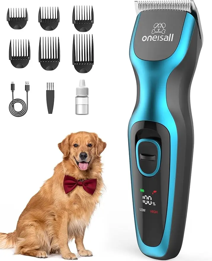 

oneisall Dog Clippers for Grooming for Thick Heavy Coats/Quiet Rechargeable Cordless Dog Shaver with Stainless Steel Blade