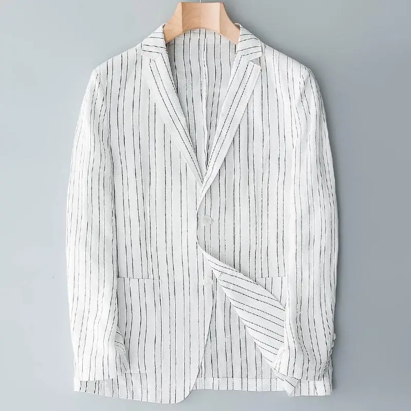 2023 New Linen Transparent Stripe Men's Blazers Casual Suit Unscreen Clothes Ultra-thin Handsome Breathablesingles West
2023 New Linen Transparent Stripe Men's Blazers Casual Suit Unscreen Clothes Ultra-thin Handsome Breathablesingles West