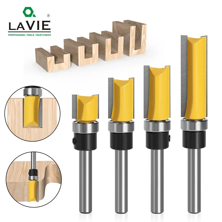 

LAVIE 1PC 6mm Shank Pattern Flush Trim Bit Straight Bit With Bering Hinge Mortising Router Bit Wood Trimmer Cutter MC09061