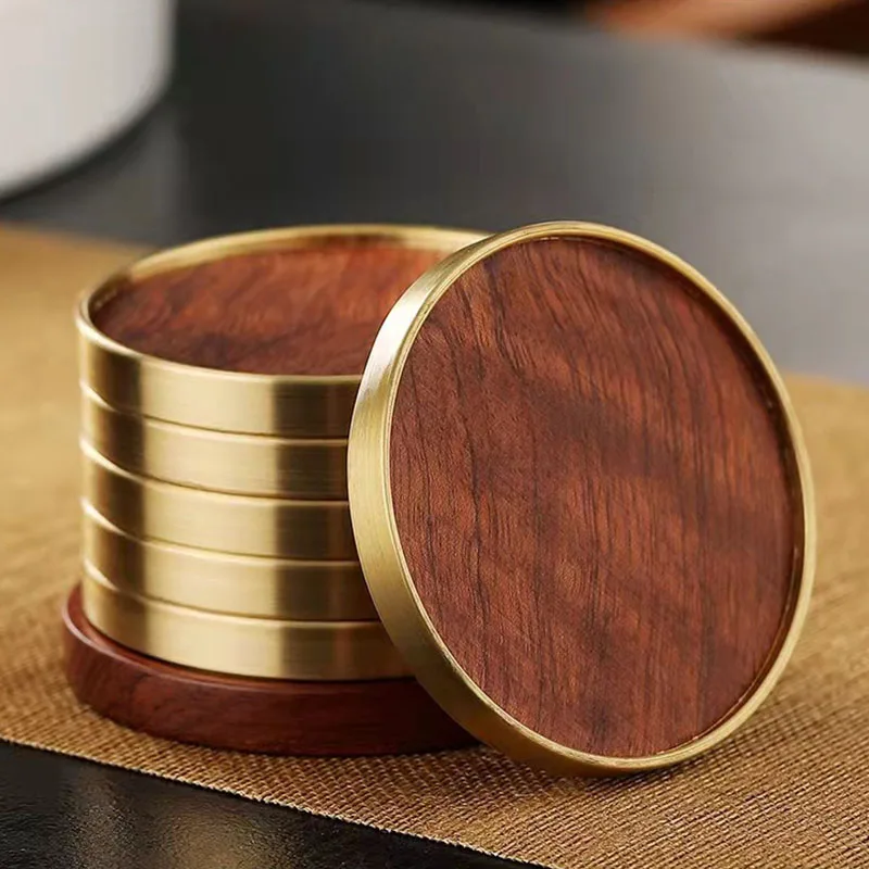 Rosewood Coasters Set Ebony Wood Round Mat Heat Resistant Drink Coffee Cup Office Home Kitchen Table Pad with Copper Non-slip
Rosewood Coasters Set Ebony Wood Round Mat Heat Resistant Drink Coffee Cup Office Home Kitchen Table Pad with Copper Non-slip