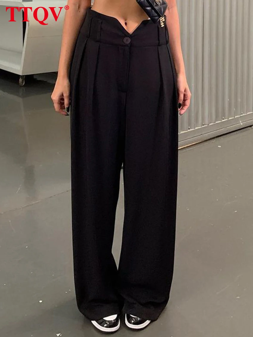 TTQV Elegant Black Straight Pants For Women 2023 Fashion Simple Full Length Pants Autumn High Waisted Solid Trousers Office Lady
TTQV Elegant Black Straight Pants For Women 2023 Fashion Simple Full Length Pants Autumn High Waisted Solid Trousers Office Lady