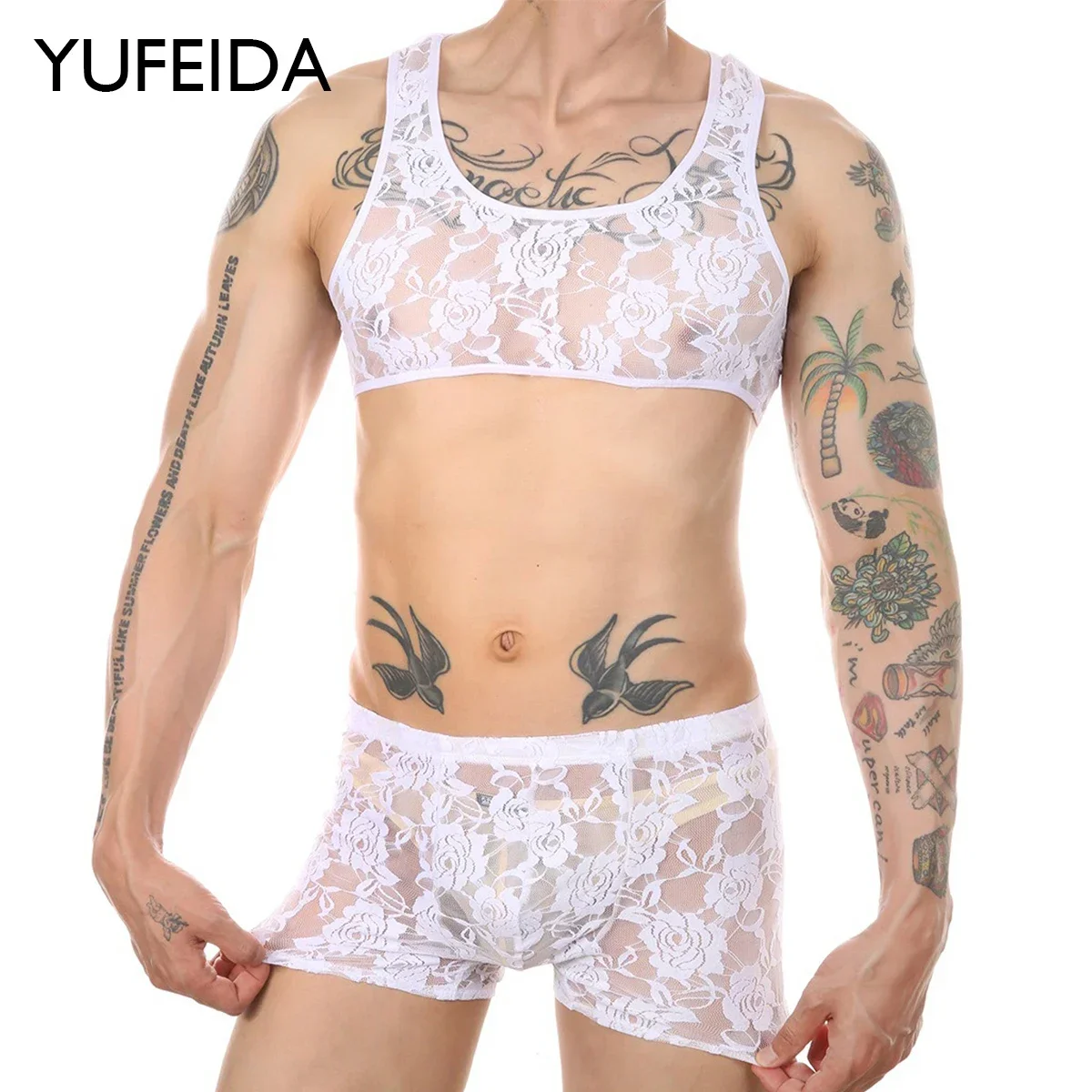 YUFEIDA Men Sexy Crossdressing Erotic Lingerie Sets Lace Sissy Gay See Through Mesh Lace Underwear Bra Top Boxers Fetish Customs
YUFEIDA Men Sexy Crossdressing Erotic Lingerie Sets Lace Sissy Gay See Through Mesh Lace Underwear Bra Top Boxers Fetish Customs