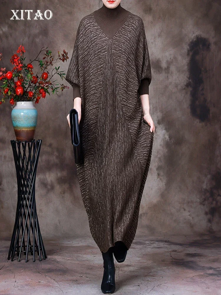 XITAO Knitting Personality Dress Batwing Sleeve Loose Comfortable Casual High Collar Autumn Women Long Sleeved Dress ZZ0045
XITAO Knitting Personality Dress Batwing Sleeve Loose Comfortable Casual High Collar Autumn Women Long Sleeved Dress ZZ0045