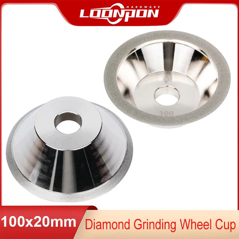 

Loonpon 100mm Diamond Grinding Wheel Cup Diamond Wheels DIsc Grinding Tool for Polishing Milling Cutter Tungsten Carbide