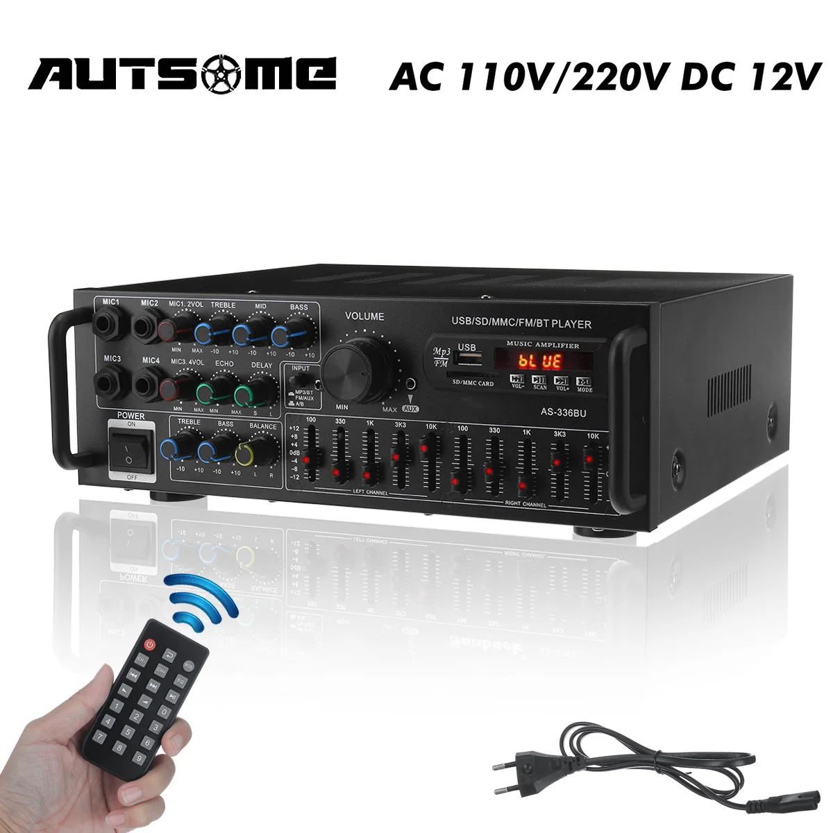 2500W bluetooth 2 Channel Power Amplifier HiFi Stereo Speaker Amp Support FM Radio 2 Mic USB SD Card Input 326BT With Remote
2500W bluetooth 2 Channel Power Amplifier HiFi Stereo Speaker Amp Support FM Radio 2 Mic USB SD Card Input 326BT With Remote