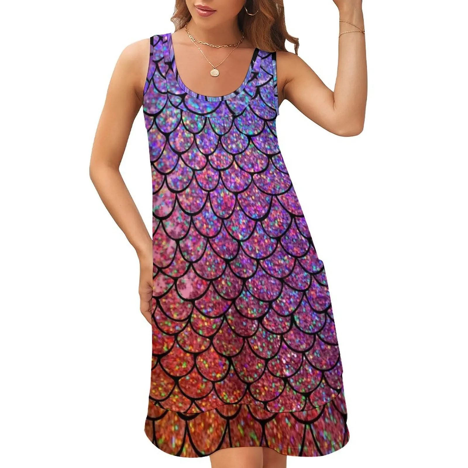 Colorful Glitter Mermaid Scales Sleeveless U-Neck Fake Two Piece Dress prom dress 2024 Women dresses summer dresses for womens
Colorful Glitter Mermaid Scales Sleeveless U-Neck Fake Two Piece Dress prom dress 2024 Women dresses summer dresses for womens
