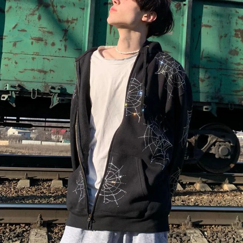 Винтажный Готический свитшот на молнии с капюшоном в виде паутины, корейский Свободный жакет большого размера со скелетом и капюшоном, новое платье на Хэллоуин, 2022, y2k
Винтажный Готический свитшот на молнии с капюшоном в виде паутины, корейский Свободный жакет большого размера со скелетом и капюшоном, новое платье на Хэллоуин, 2022, y2k