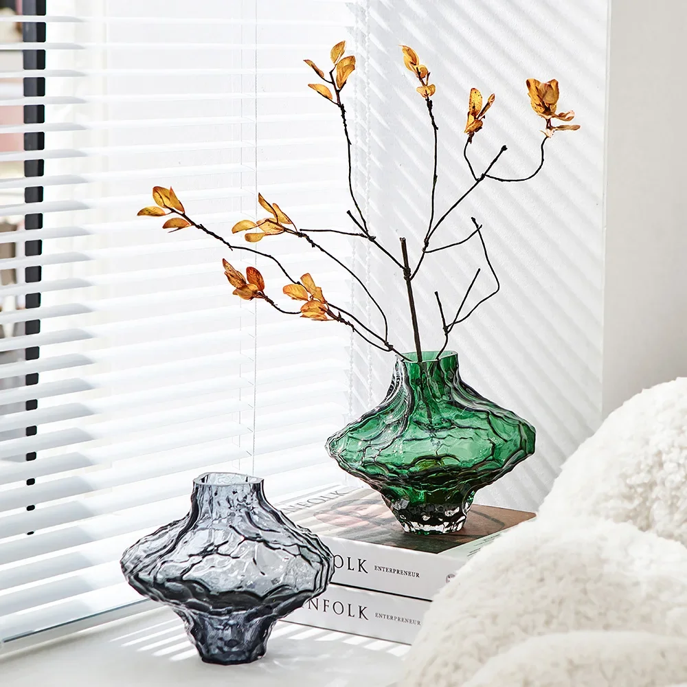 

Creativity Plant Pots Ice Crack Glass Vase Transparent Flower Vase Decoration Home Decorative Vases for Luxury Room Living Decor
