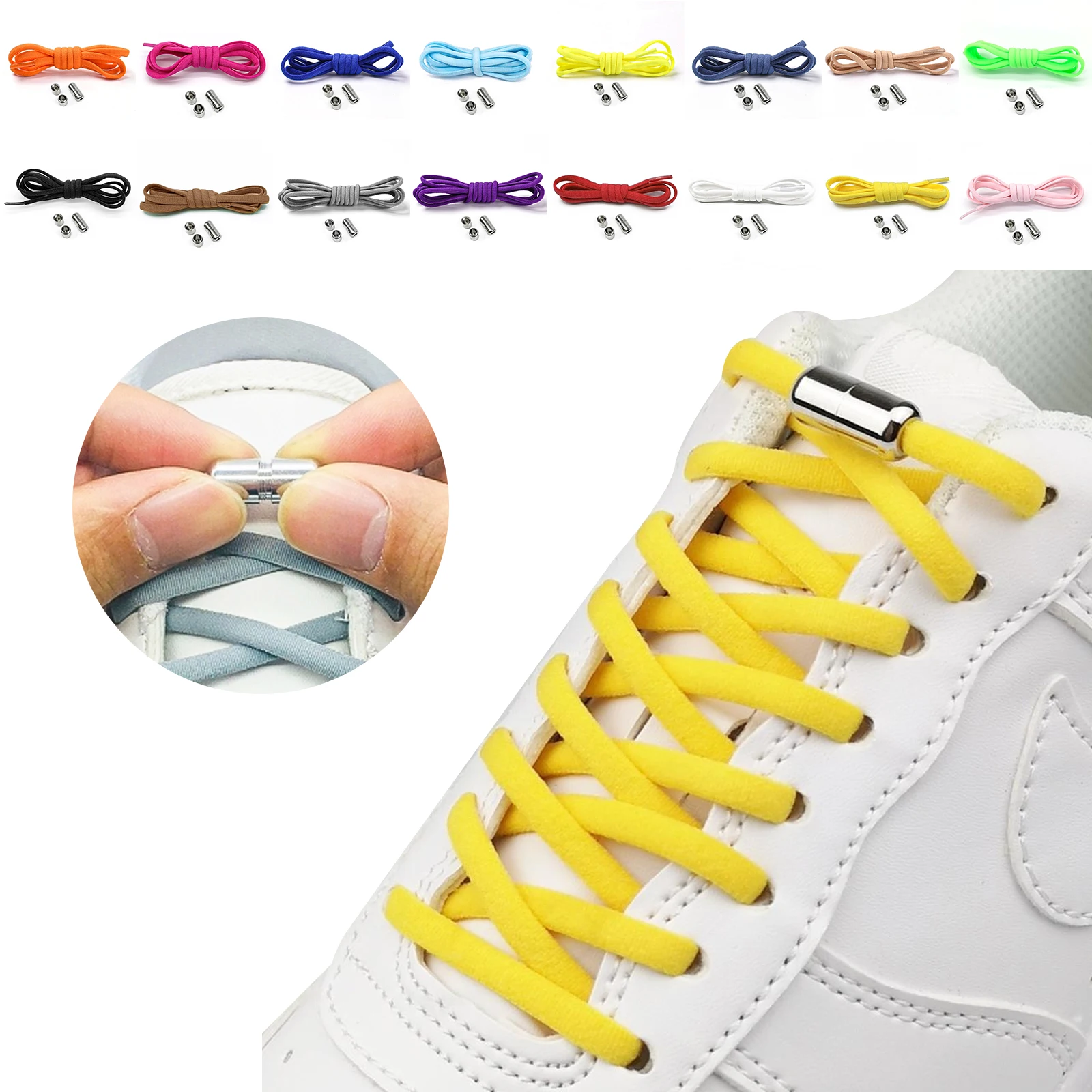 Elastic No Tie Shoelaces Semicircle Shoe Laces For Kids And Adult Sneakers Shoelace Quick Lazy Metal Lock Laces Shoe Strings
Elastic No Tie Shoelaces Semicircle Shoe Laces For Kids And Adult Sneakers Shoelace Quick Lazy Metal Lock Laces Shoe Strings