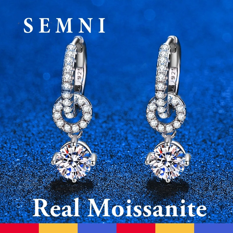 SEMNI Wholesale 1.0ct White Gold Plated Moissanite Drop Earrings for Women Sparkling Wedding Jewelry 925 Solid Silver Party GRA
SEMNI Wholesale 1.0ct White Gold Plated Moissanite Drop Earrings for Women Sparkling Wedding Jewelry 925 Solid Silver Party GRA