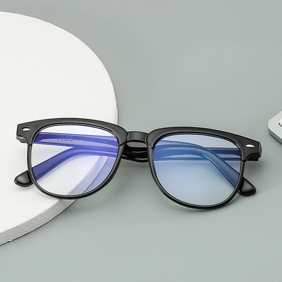 Lunettes anti-lumière bleue à monture noire carrée pour hommes et femmes, lunettes simples, production de lunettes d'ordinateur, mode, grand 6