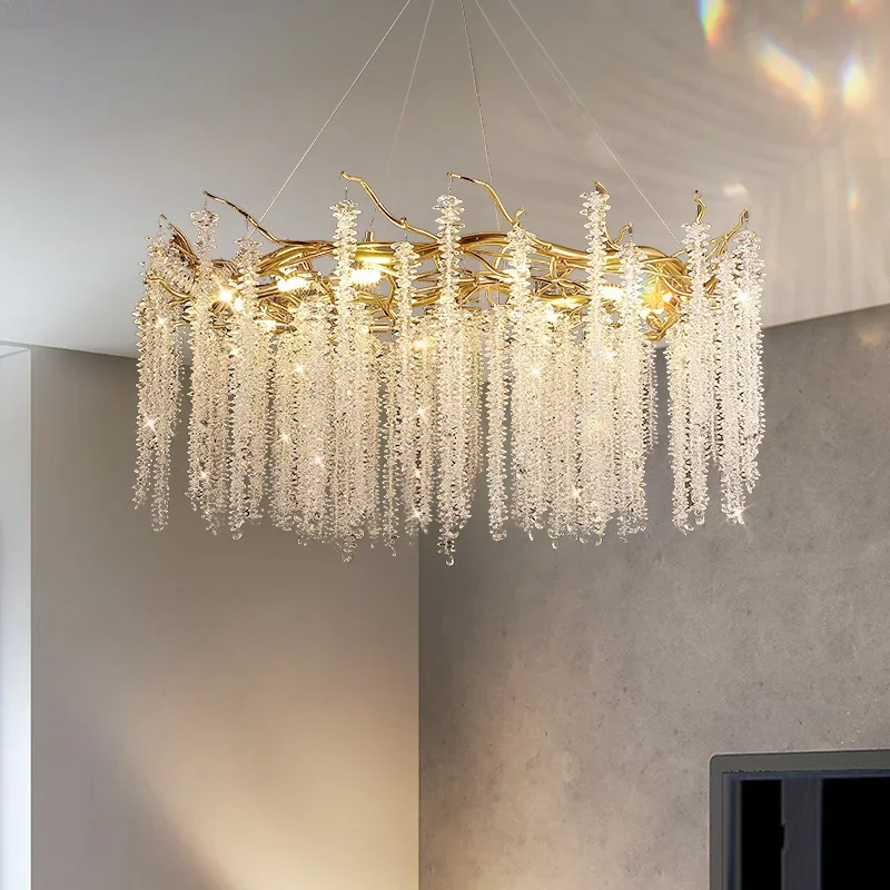 

Modern Luxury Crystals G9 Led Pendant Lights Living Room Lustre Gold Branch Chandelier Lamp Fixtures Home Decor Lamp Luminarias