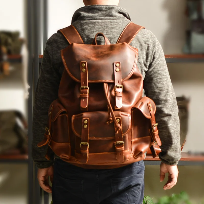 Horse Leather Backpack Retro Full-grain Leather Handmade Backpack Genuine Leather Casual Backpack
Horse Leather Backpack Retro Full-grain Leather Handmade Backpack Genuine Leather Casual Backpack
