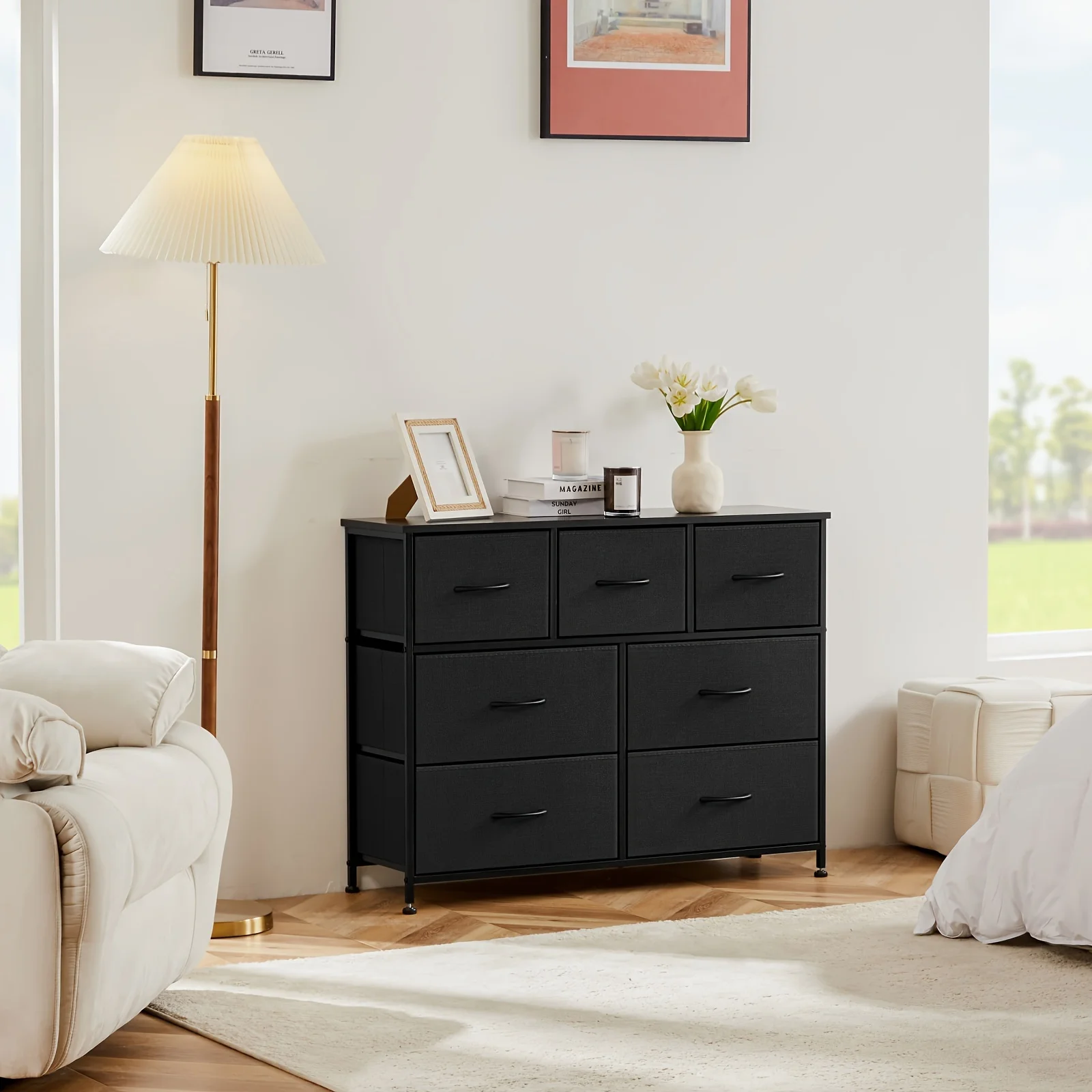 Dresser for Bedroom with 7 Drawers, Clothes Drawer Fabric Closet Organizer, Dresser with Metal Frame and Wood Tabletop, Chest St
Dresser for Bedroom with 7 Drawers, Clothes Drawer Fabric Closet Organizer, Dresser with Metal Frame and Wood Tabletop, Chest St