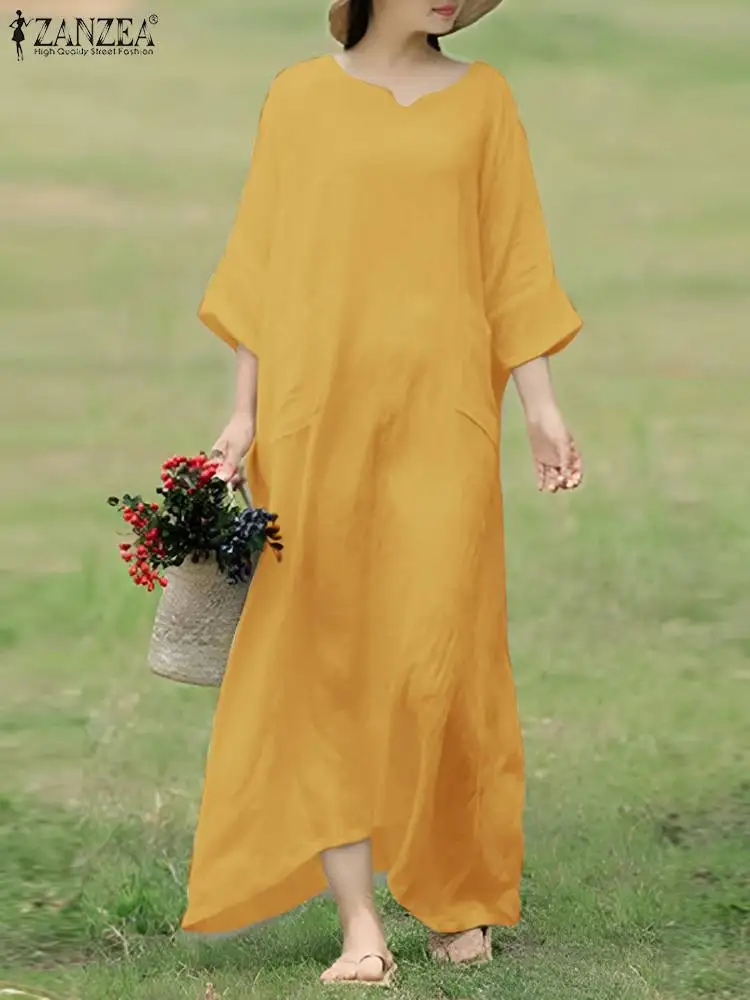 Women Solid Maxi Vestidos ZANZEA Korean Fashion Cotton Long Dresses 2023 Autumn Casual 3/4 Sleeve Robes Elegant White Dresses
Women Solid Maxi Vestidos ZANZEA Korean Fashion Cotton Long Dresses 2023 Autumn Casual 3/4 Sleeve Robes Elegant White Dresses