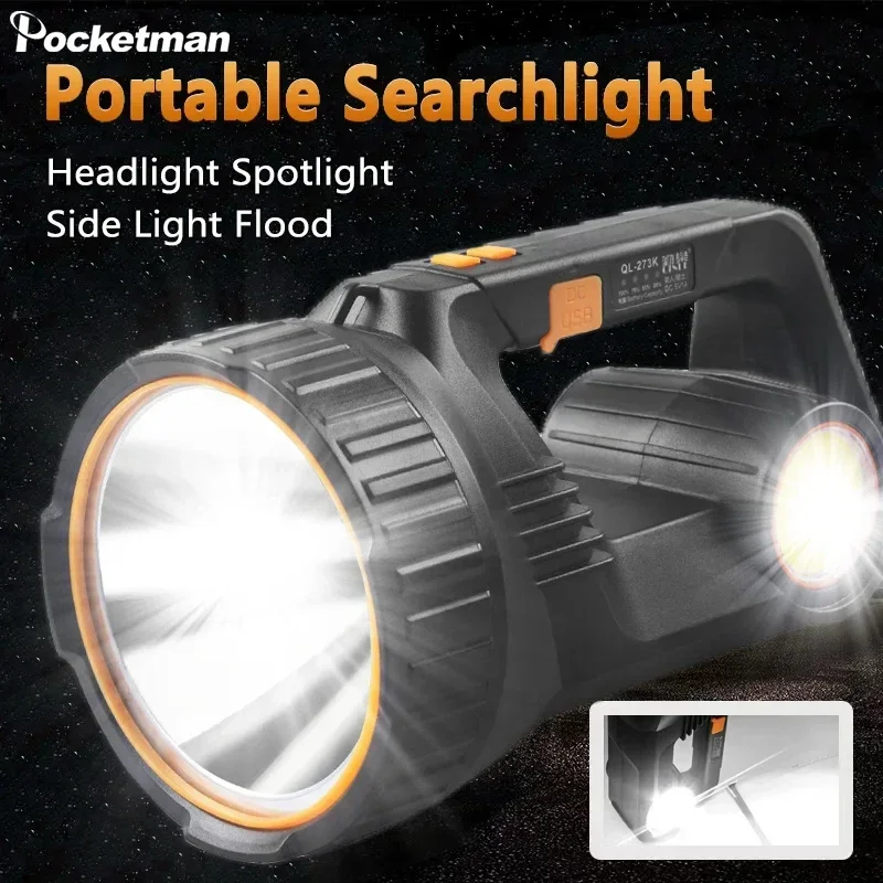 Powerful LED Searchlight USB Rechargeable Flashlight Waterproof Work Light Camping Lantern High Lumen Spotlight Torch
Powerful LED Searchlight USB Rechargeable Flashlight Waterproof Work Light Camping Lantern High Lumen Spotlight Torch