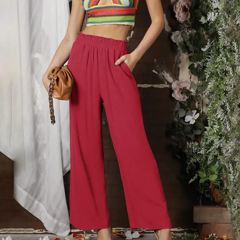 Casual Solid Color Loose Ladies Pants with Pocket 2023 Summer Fashion Elastic Waist Straight Pants Women Chic New Pantalon 26781
Casual Solid Color Loose Ladies Pants with Pocket 2023 Summer Fashion Elastic Waist Straight Pants Women Chic New Pantalon 26781