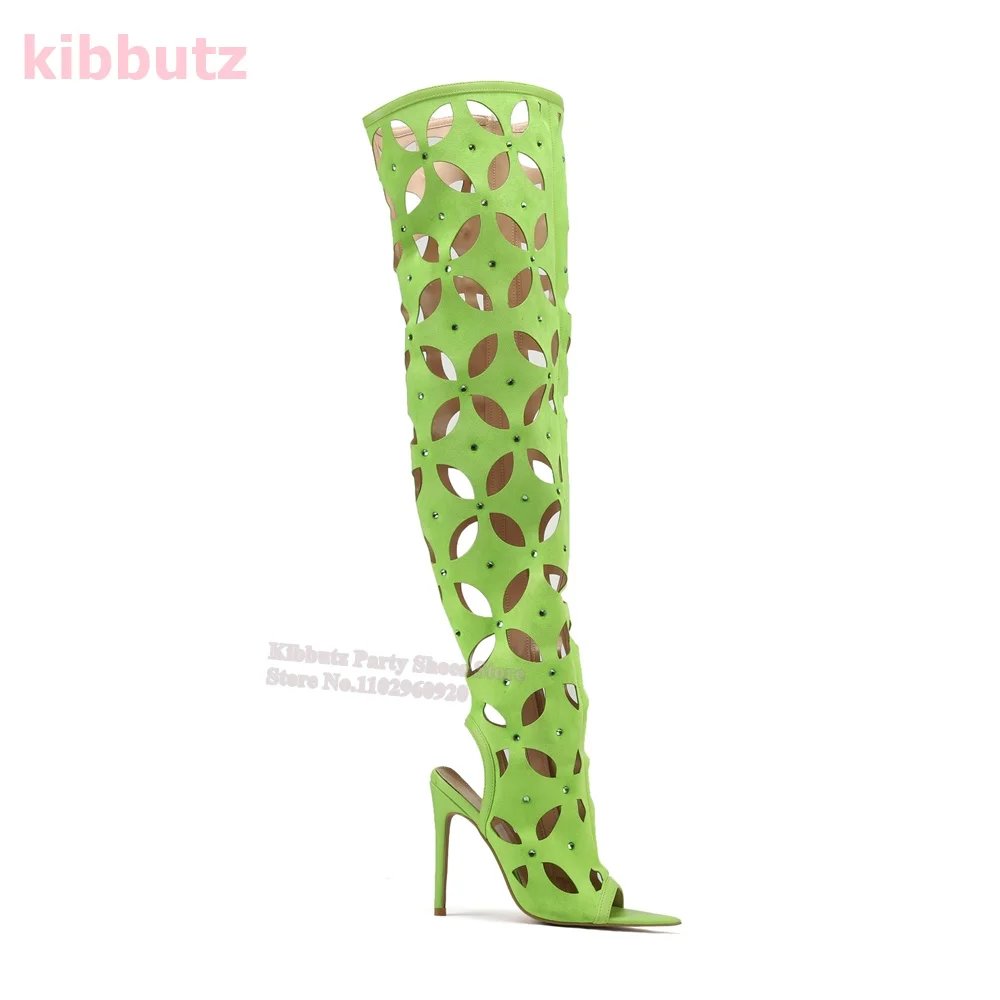 Crystal Hollow Pointed Toe Thin Heels Sandal Boots Glossy Suede Solid Side Zipper Super High Fashion Sexy Shoes 2023 New Arrival
Crystal Hollow Pointed Toe Thin Heels Sandal Boots Glossy Suede Solid Side Zipper Super High Fashion Sexy Shoes 2023 New Arrival
