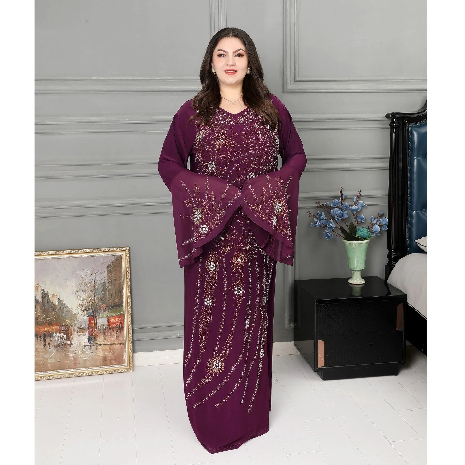 Whole Season Designed Women Muslin Robe Long Sleeve Diamond Patchwork Round Neck Loose Pullover Elegant Chic Ladies Muslin Robe
Whole Season Designed Women Muslin Robe Long Sleeve Diamond Patchwork Round Neck Loose Pullover Elegant Chic Ladies Muslin Robe