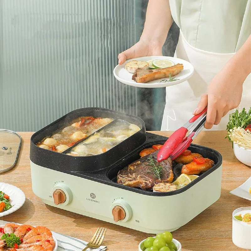 1500W Electrics Hot Pot Yuanyang Pot Multifunction High Capacity 3L Electric Cooker Non-Stick Grill Pan Kitchen Tools 1-3 People
1500W Electrics Hot Pot Yuanyang Pot Multifunction High Capacity 3L Electric Cooker Non-Stick Grill Pan Kitchen Tools 1-3 People