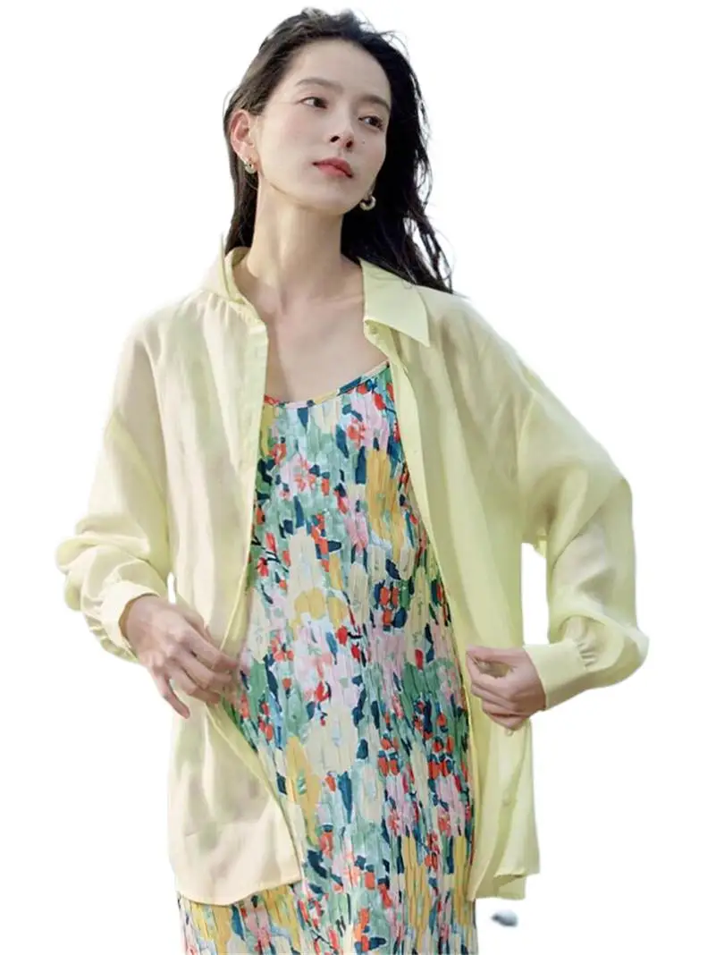 2024 Spring Women's Shirts Split Back Shirts Long Sleeves temperament Turn-down Collar Loose Fit Casual Basics Simple Solid Coat
2024 Spring Women's Shirts Split Back Shirts Long Sleeves temperament Turn-down Collar Loose Fit Casual Basics Simple Solid Coat