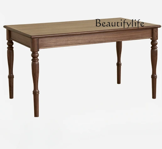 Solid Wood American Dining Table Black Walnut Wooden Dining Table Modern Minimalist Dining Tables and Chairs Set Rectangular
Solid Wood American Dining Table Black Walnut Wooden Dining Table Modern Minimalist Dining Tables and Chairs Set Rectangular