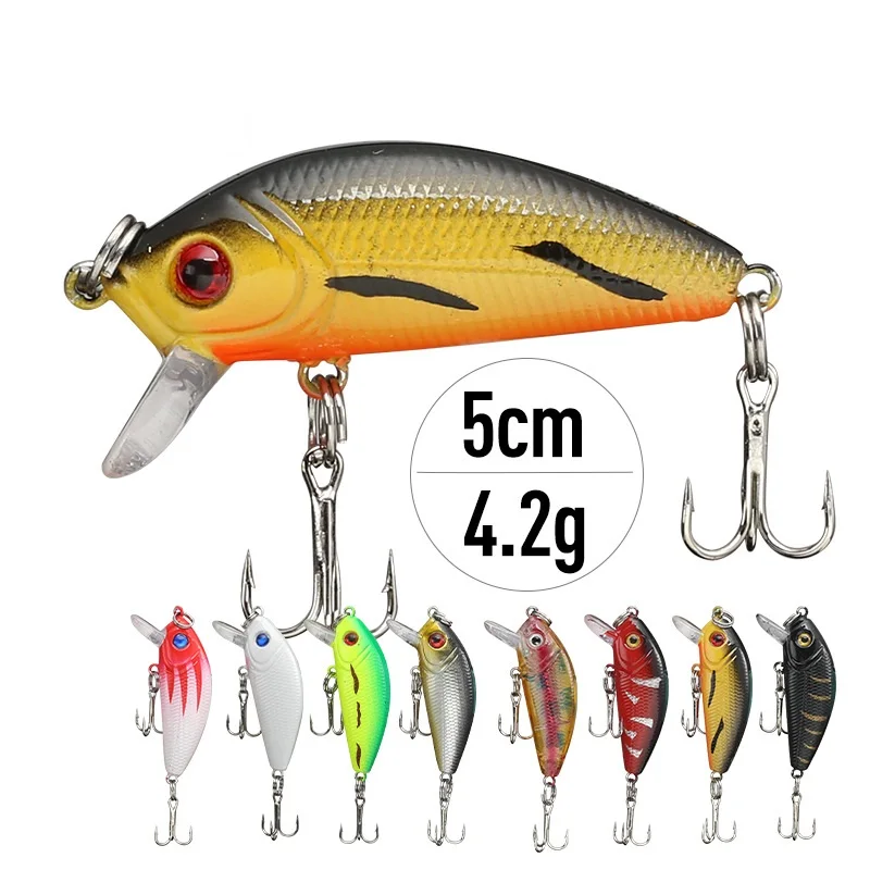 

Sea Yolo 1Pcs 5cm/4.2g Mini Minnow Hard Bait Treble Hook Lure Bait VIB Crankbait Jig Artificial Bionic Bait Fishing Accessories