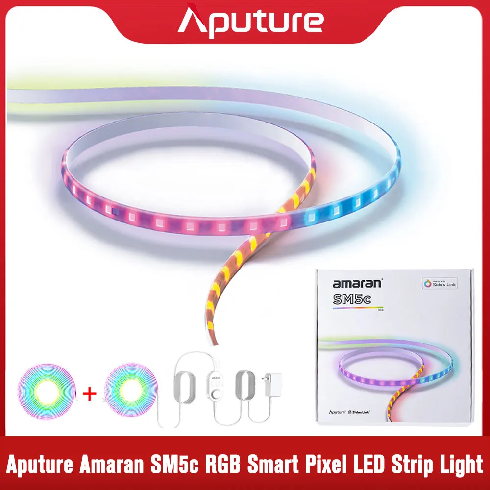 Aputure Amaran SM5c RGB Светодиодная лента с умным пикселем, диагональ 5 метров, удлинители, умное управление для домашней съемки, Фотостудия 
Aputure Amaran SM5c RGB Светодиодная лента с умным пикселем, диагональ 5 метров, удлинители, умное управление для домашней съемки, Фотостудия