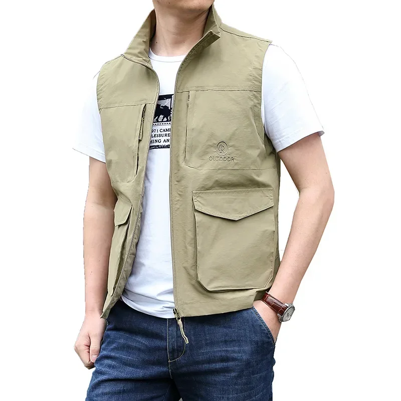 

Spring and Autumn New Leisure Vest Men's Outdoor Standing Collar Fishing Photography Advertising Vest