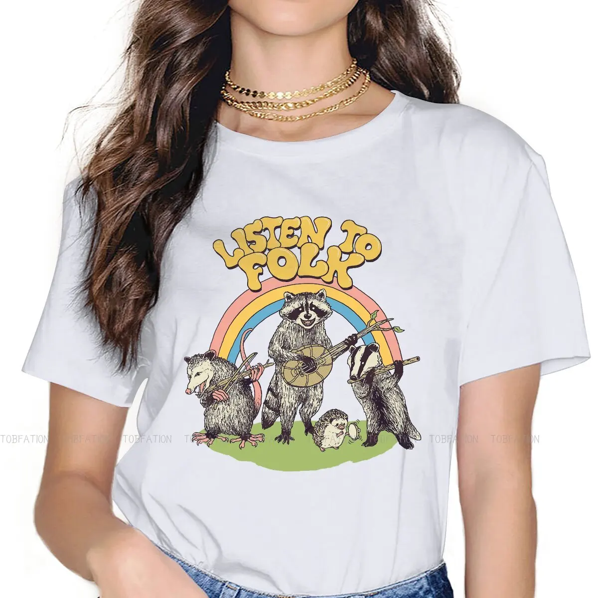 Raccoon Cute Animal Crewneck TShirts Listen To Folk Distinctive T Shirt Funny Tops
Raccoon Cute Animal Crewneck TShirts Listen To Folk Distinctive T Shirt Funny Tops