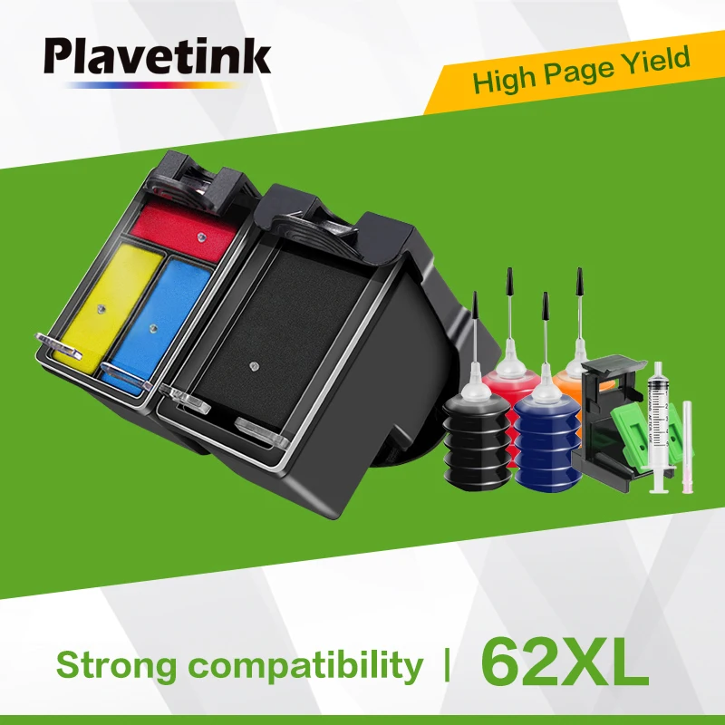 Многоразовый чернильный картридж Plavetink 62XL, совместимый с принтерами HP 62 для HP62 Envy 5640 5660 7640 5540 5544 5545 5546 5548
Многоразовый чернильный картридж Plavetink 62XL, совместимый с принтерами HP 62 для HP62 Envy 5640 5660 7640 5540 5544 5545 5546 5548