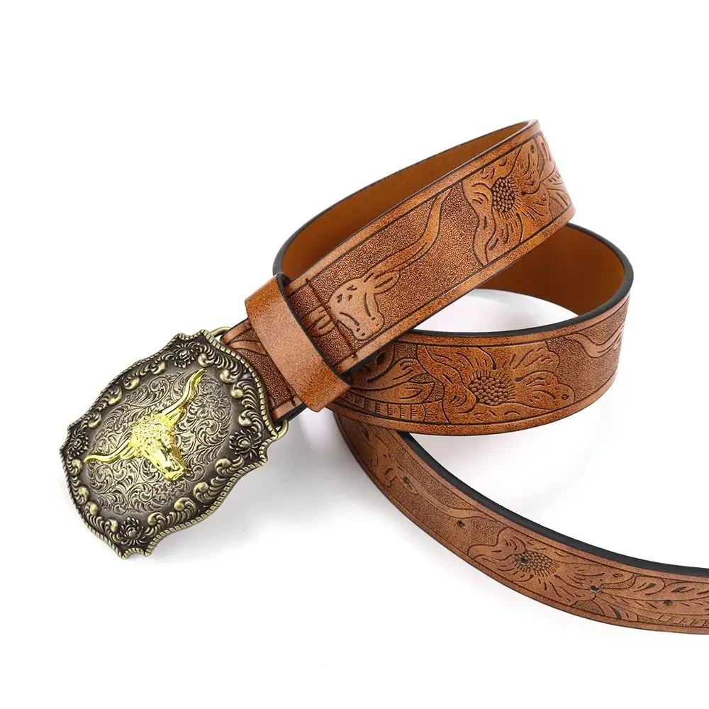 Bull Pattern Mens Western Cowboy Belt Retro Vintage PU Leather Waist Belt Wide Buckle Belt Mens
Bull Pattern Mens Western Cowboy Belt Retro Vintage PU Leather Waist Belt Wide Buckle Belt Mens