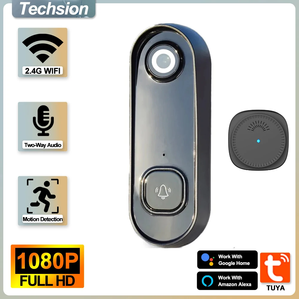 

TUYA Doorbell Wireless WiFi 1080P Camera Security Door Bell Video Intercom Smart Home Monitor IR Night Vision Waterproof Alexa