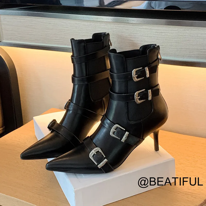 European Modern Botas Autumn Buckle Shoes Cool Girls Winter Botas Sexy Woman Boots Pointed Toe Split Leather Ladies Shoes 7 CM
European Modern Botas Autumn Buckle Shoes Cool Girls Winter Botas Sexy Woman Boots Pointed Toe Split Leather Ladies Shoes 7 CM