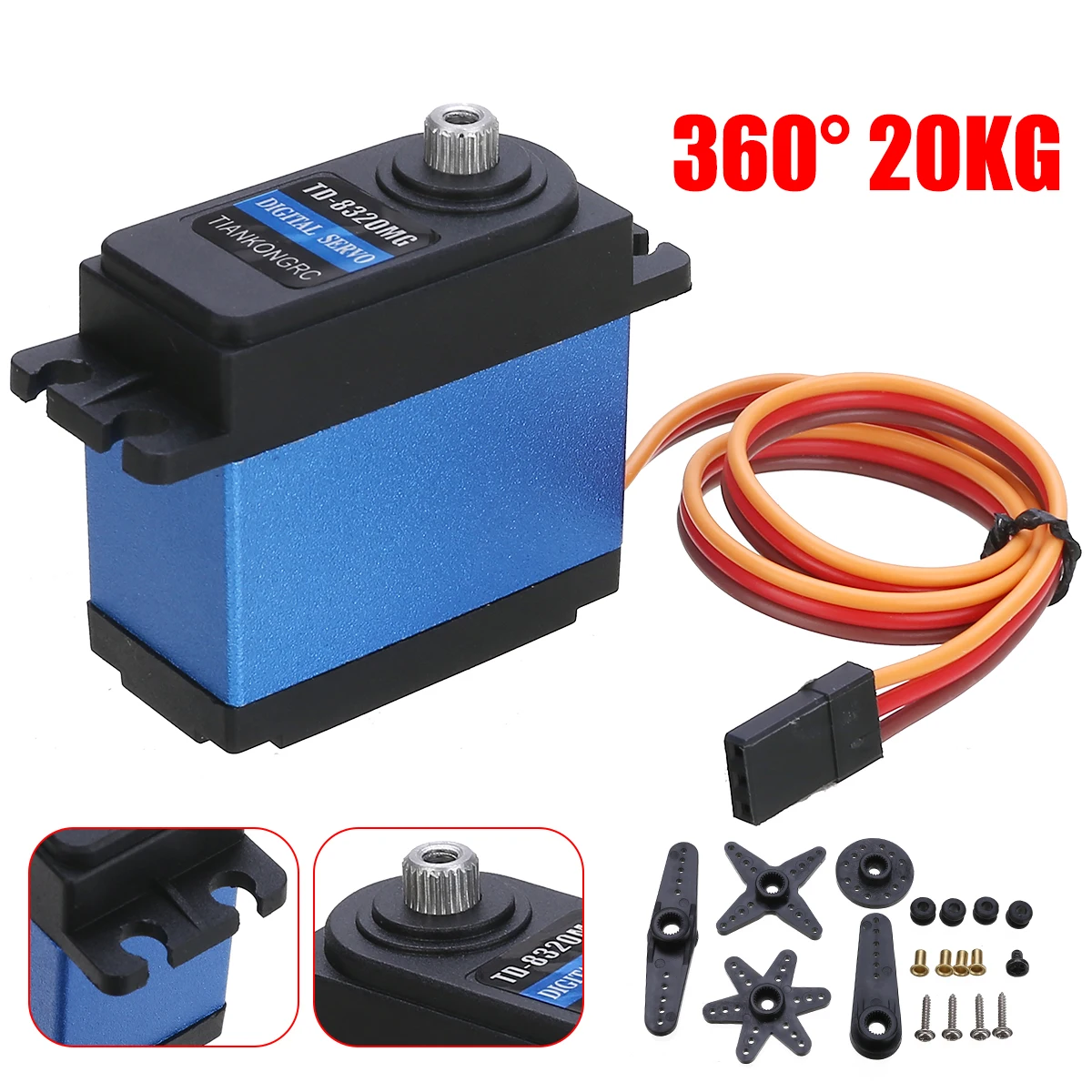 360 Degree 20KG Waterproof Metal Gear Digital RC For Servo Motor Car Helicopter Boat Support Remote Control Toy Parts
360 Degree 20KG Waterproof Metal Gear Digital RC For Servo Motor Car Helicopter Boat Support Remote Control Toy Parts