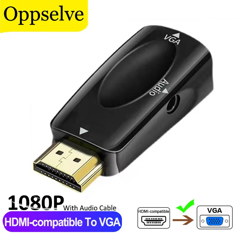 

HD 1080P HDMI-compatible Male To VGA Female Adapter With 3.5mm Audio Cable For PS4 Laptop TV Box Monitor Projector Display HDTV