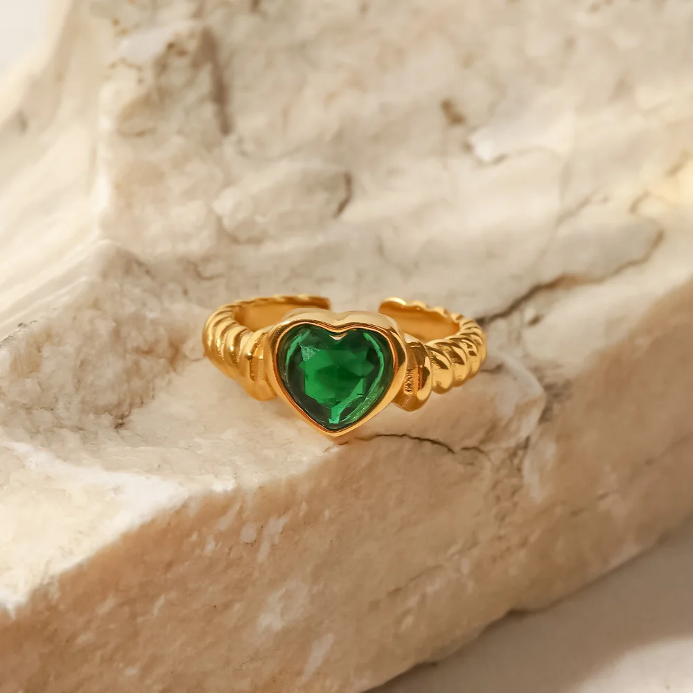 Uworld Luxury Cubic Zirconia Green Heart Zircon Open Ring For Women Stainless Steel 18K PVD Plated Romantic Jewelry
Uworld Luxury Cubic Zirconia Green Heart Zircon Open Ring For Women Stainless Steel 18K PVD Plated Romantic Jewelry