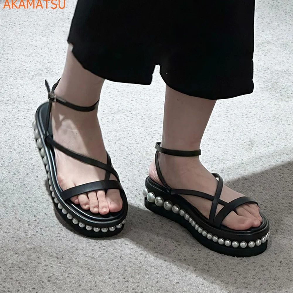 Pearl Straight Strap Women Sandals Solid Casual Straight Strap Buckle Strap Ankle Strap New Arrivals Summer Fashion Women Shoes
Pearl Straight Strap Women Sandals Solid Casual Straight Strap Buckle Strap Ankle Strap New Arrivals Summer Fashion Women Shoes