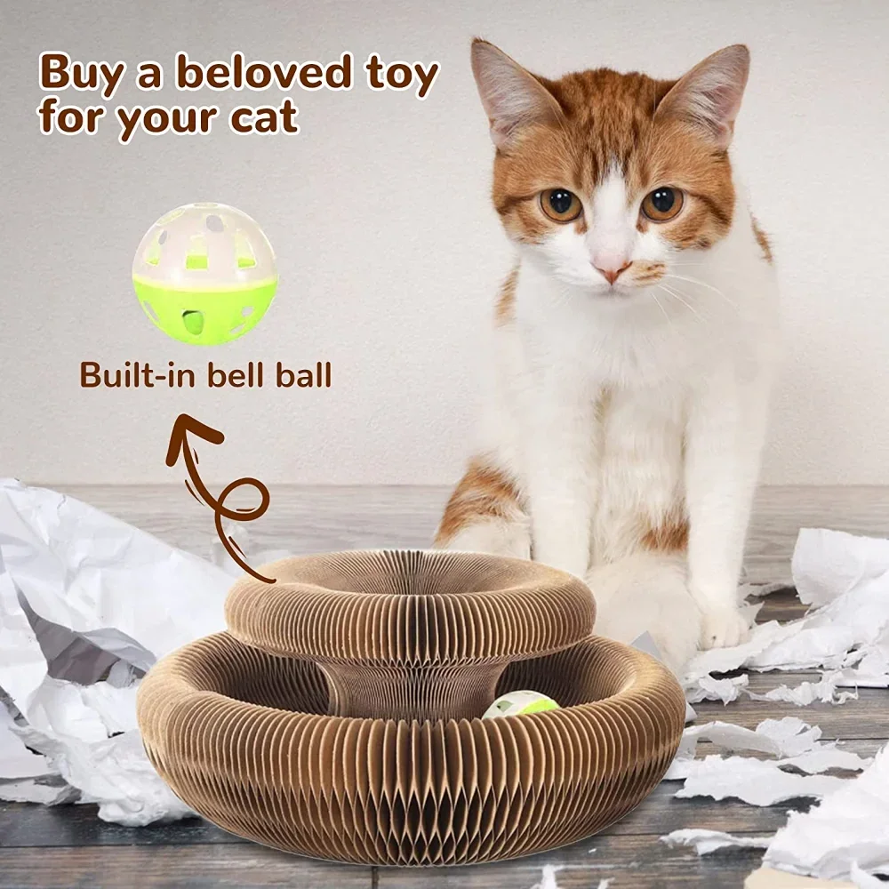 

Cat Organ Interactive Toy Foldable Magic Scratching Grinding Board-with Bell, Claw Board, a Scratcher Toy,