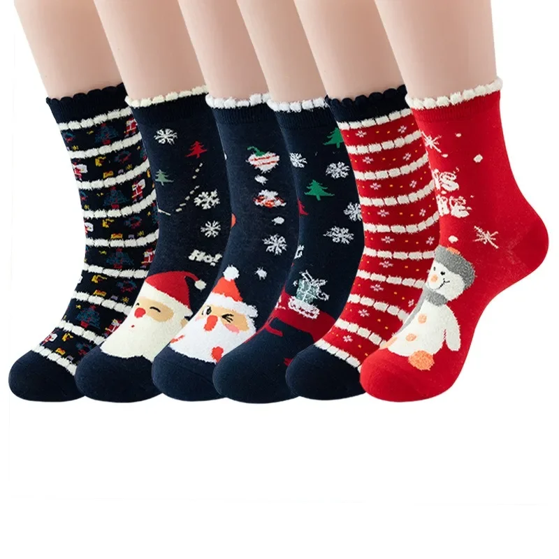 

Cotton Christmas Socks in Cylinder Elk Old Man Three-dimensional Adult Ears Bear Cartoon Snow Socks Big Red Women's Socks